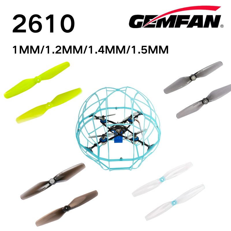 Drone Battery Adapter - 2610 Props Gemfan 2.6インチ 2ブレードプロペラ 1mm/1.2mm/1.4mm/1.5mmシャフトハブ