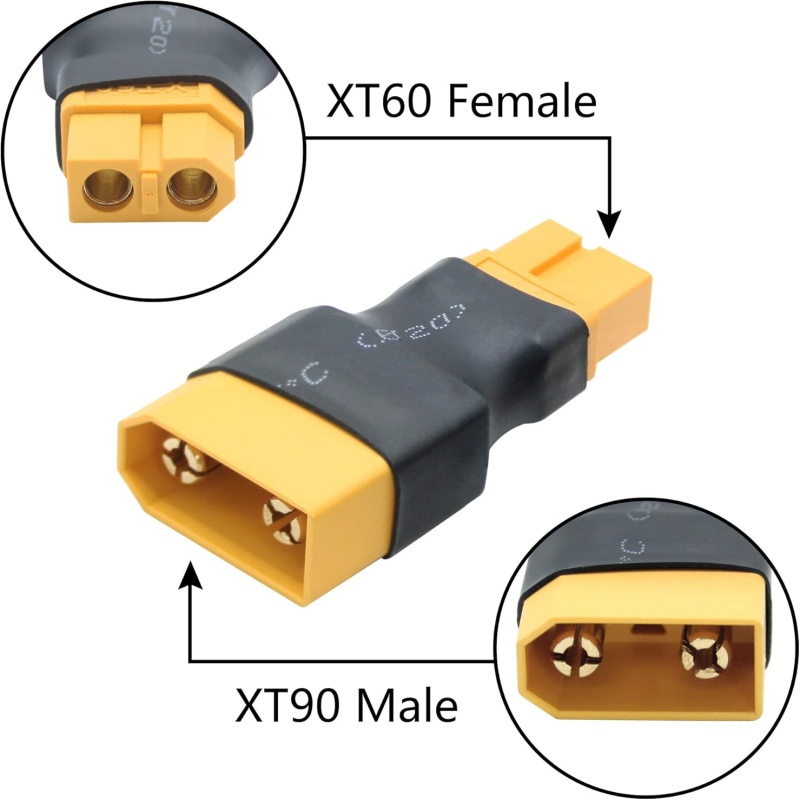XT90-XT60変換アダプター（オス-メス、金メッキ、火花 - Drone Battery Adapter のレビューと価格