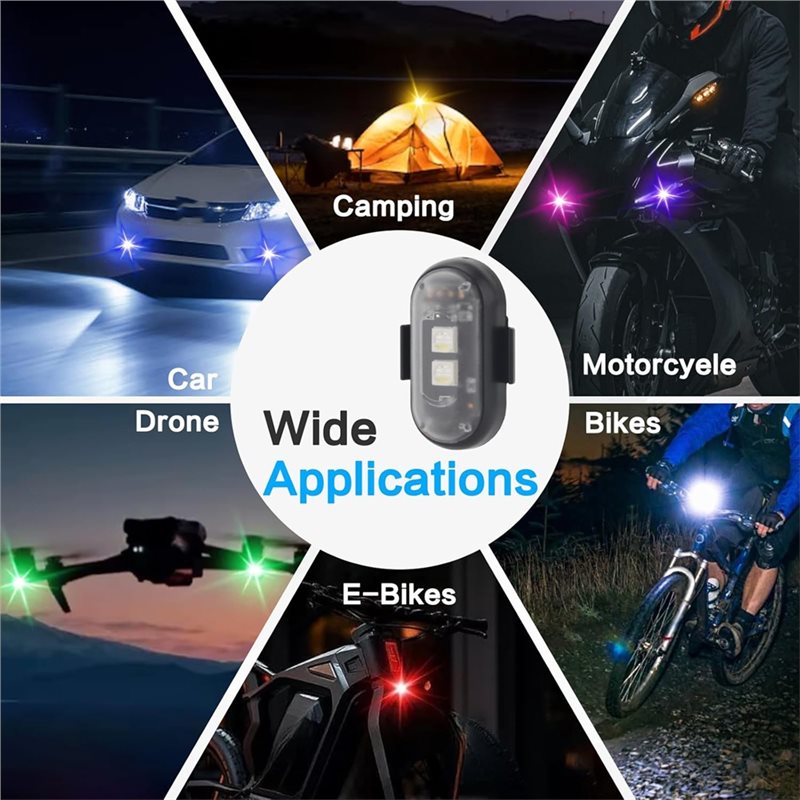 リモコン付き12個ワイヤレス8色LEDストロボライトキット、 - Drone Strobe Light のレビューと価格